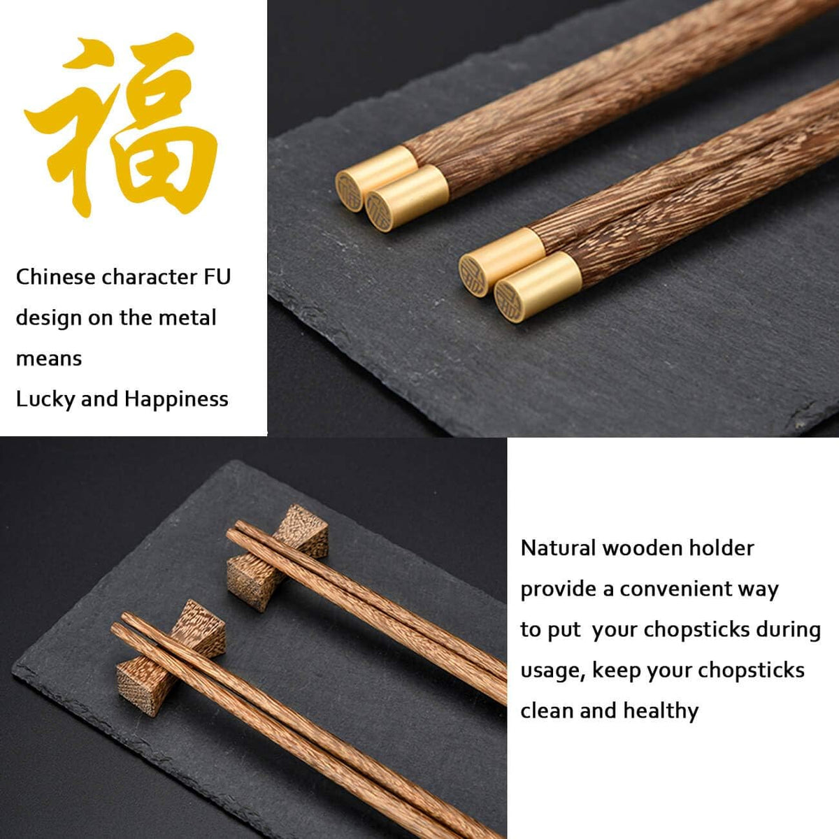 Wooden Reusable Chopsticks Gift Set with Case, Wenge