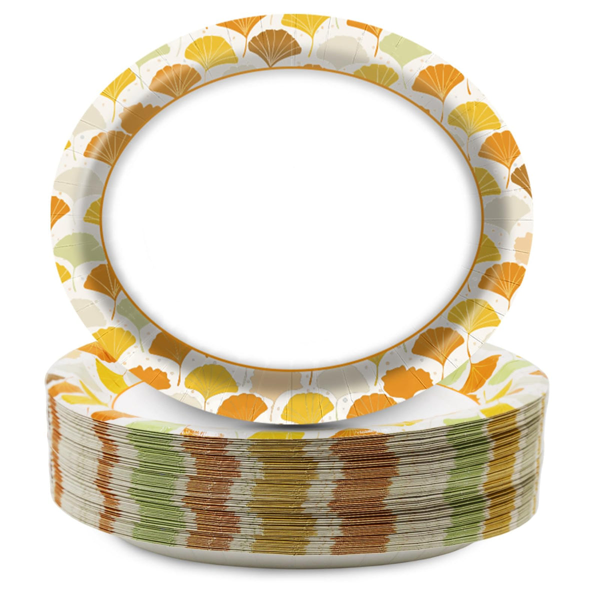 Floral Oval Paper Plates 10’’x 12’’, Large Disposable Heavy Duty Oval Paper Plates Dinner Size for Birthday Wedding Bridal Baby Shower Tea Party Supplies, 50 Guests
