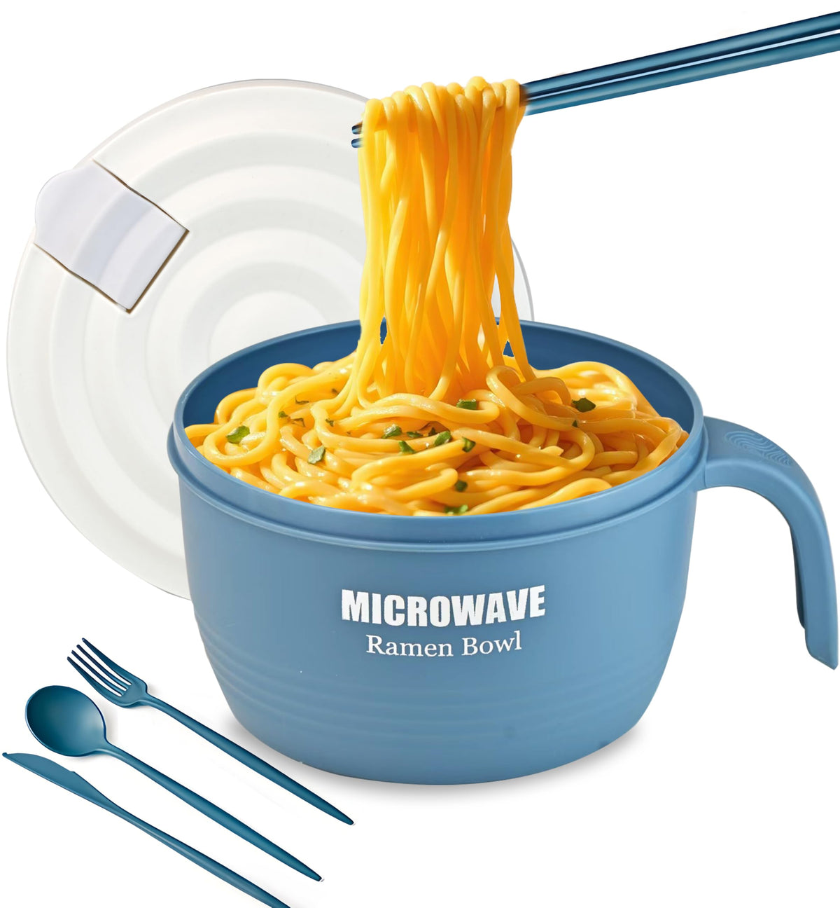 Layron Large Ramen Bowl, Ramen Noodle Bowls Microwavable 45 oz, Ramen Cooker, Microwave Pasta Cooker, Ramen Bowl Microwave Gift for College Male Female Dorm Room (black)