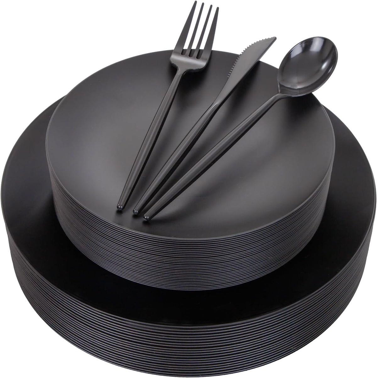 ejonirinjonir 150pcs Frosted Black Plastic Plates Plastic Plate for Wedding