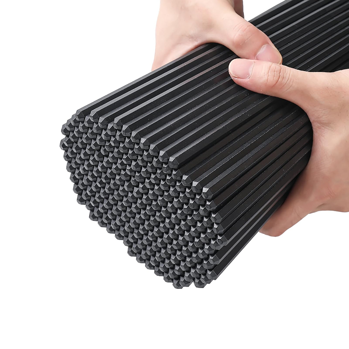 200 Pairs Hexagonal Fiberglass Sushi 24cm/9.4 Inch Dishwasher Safe Non-Slip Chopsticks,Japanese Style Black for Restaurant & Party.