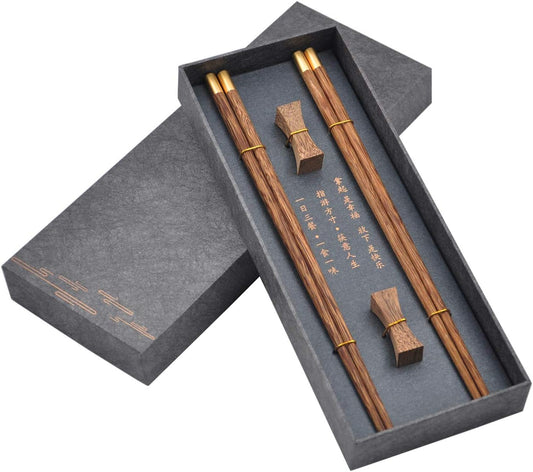 Wooden Reusable Chopsticks Gift Set with Case, Wenge