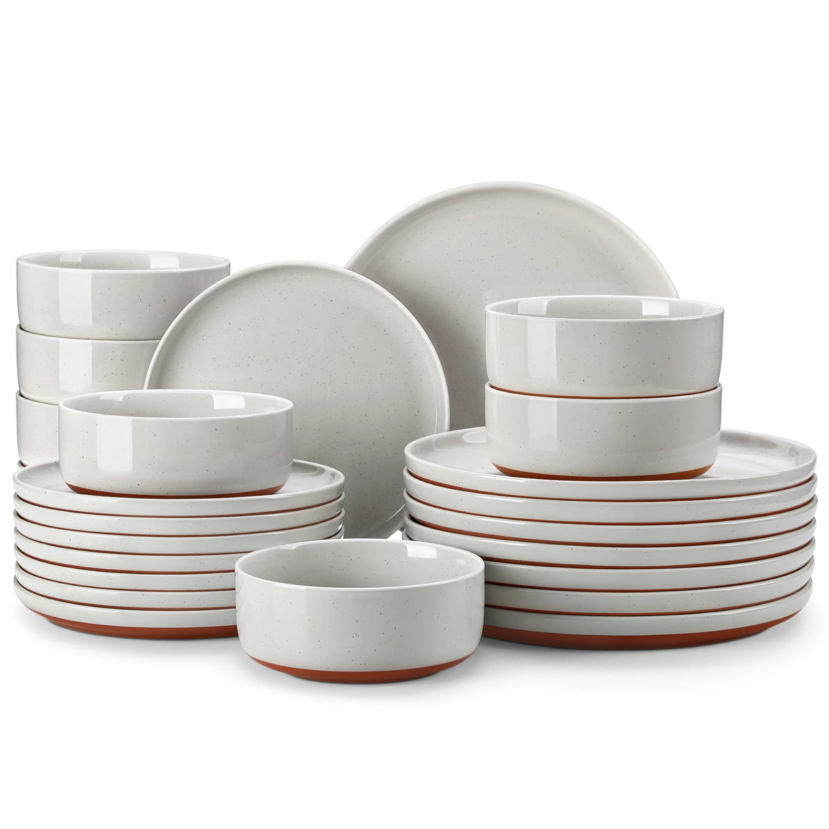 MALACASA Plates and Bowls Sets, 12 Pieces Modern Stoneware Dinnerware Set for 4 Kitchen Dinner Set Ceramic Dishware Dishes Set Microwave and Dishwasher Safe, White, Series TARA