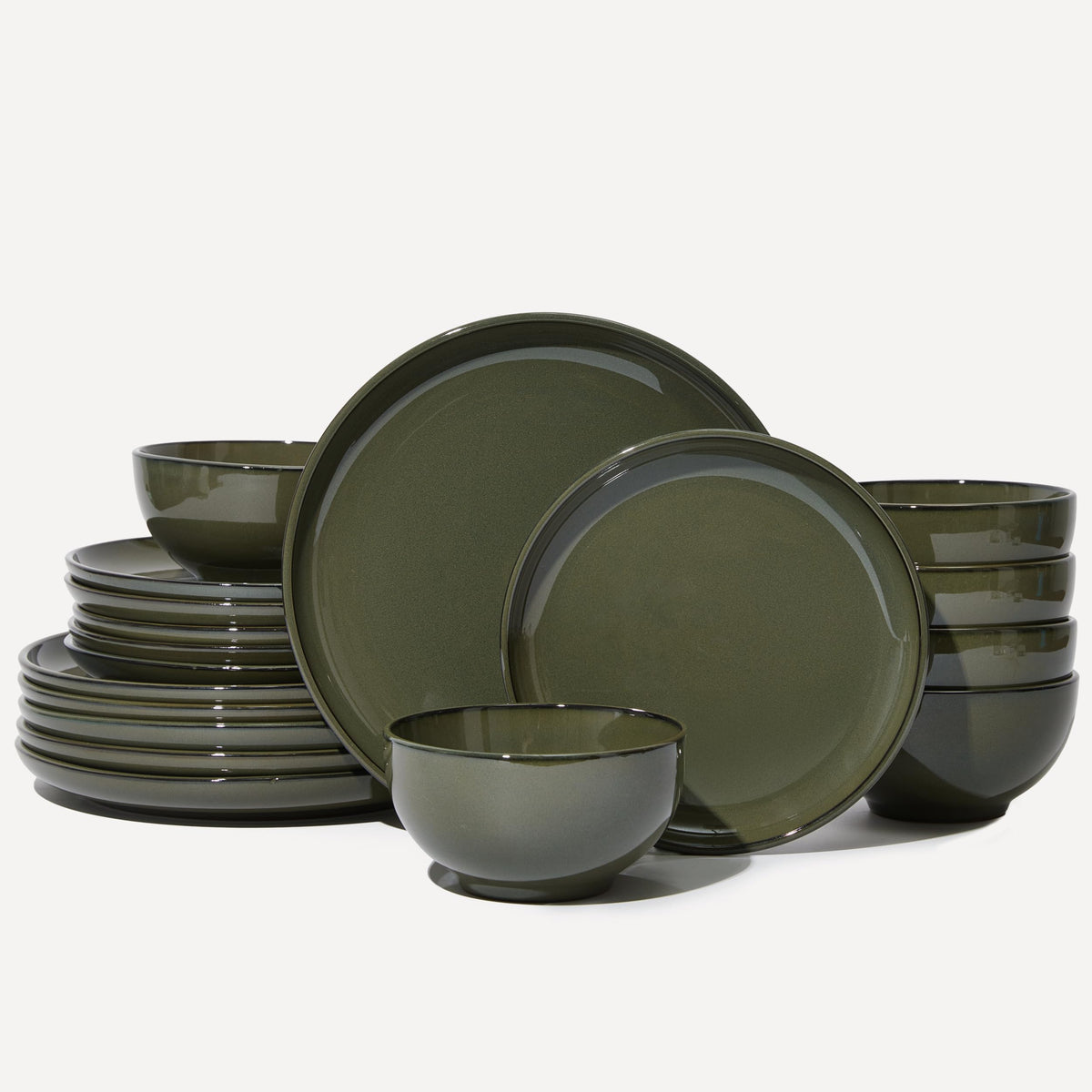 Pokini Stoneware Dinnerware Sets for 4, 12pcs Plates and Bowls Sets Dishes