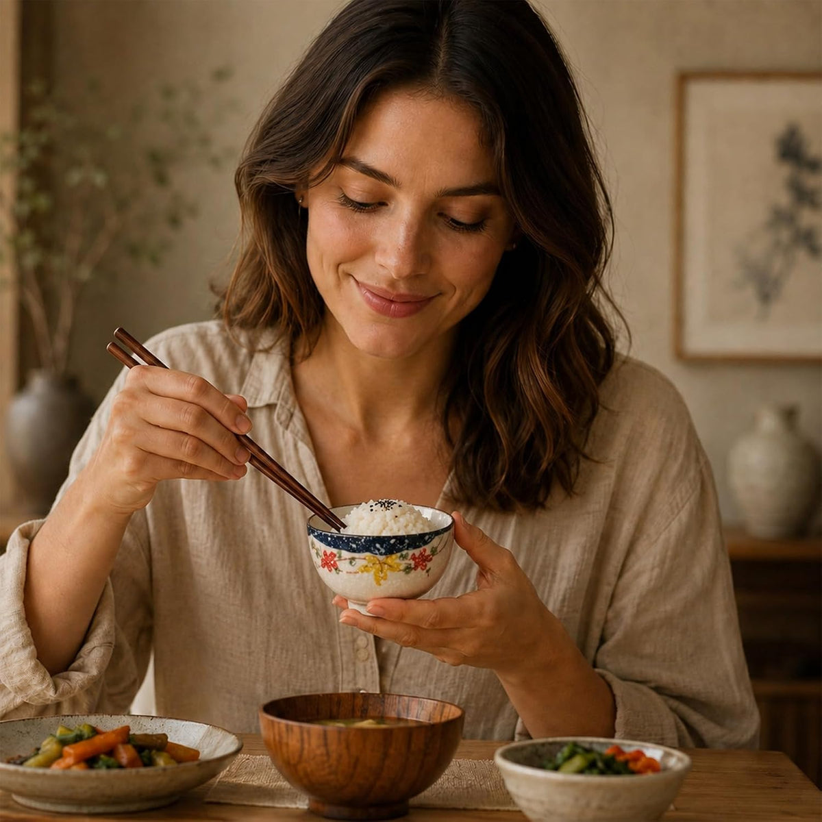 6 Pack Japanese Retro Rice Bowls Set