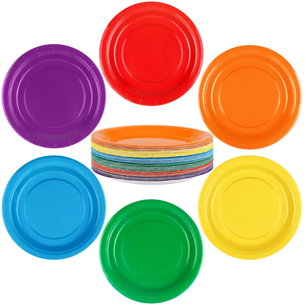 Breroa 72 Pcs Hot Pink Paper Plates 7 Inch Bulk Hot Pink Plates Disposable