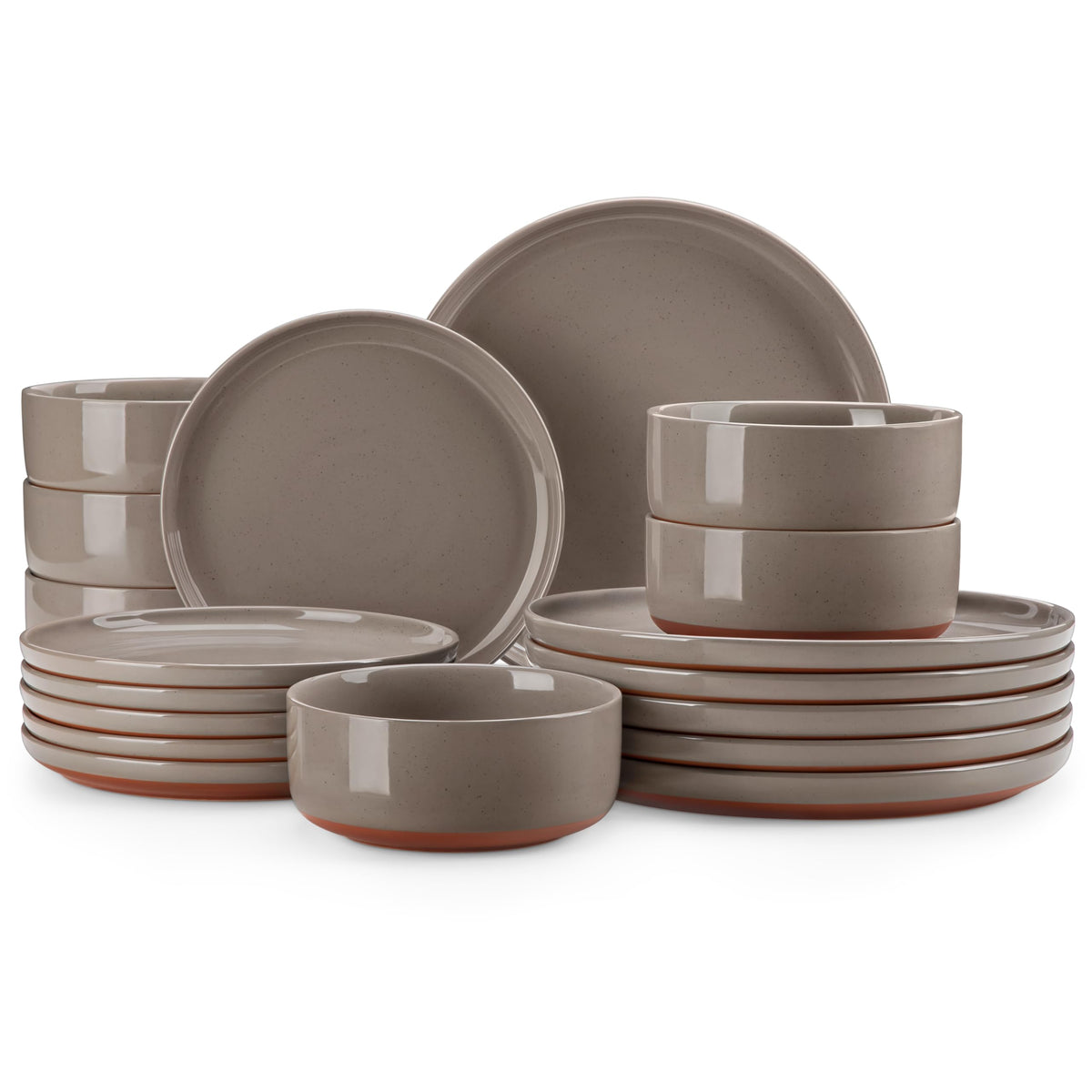 MALACASA Plates and Bowls Sets, 12 Pieces Modern Stoneware Dinnerware Set for 4 Kitchen Dinner Set Ceramic Dishware Dishes Set Microwave and Dishwasher Safe, White, Series TARA