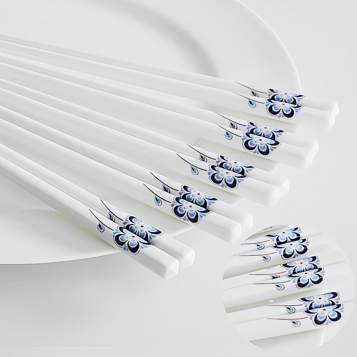 Ceramic Chopsticks 5 Pairs,Pink Peonie,Reusable Porcelain Chop Sticks