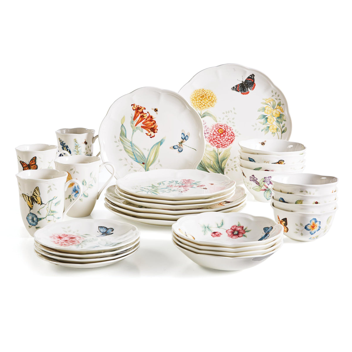 Lenox Butterfly Meadow Porcelain 16oz Rice Bowl Set for 4 (4-Piece)