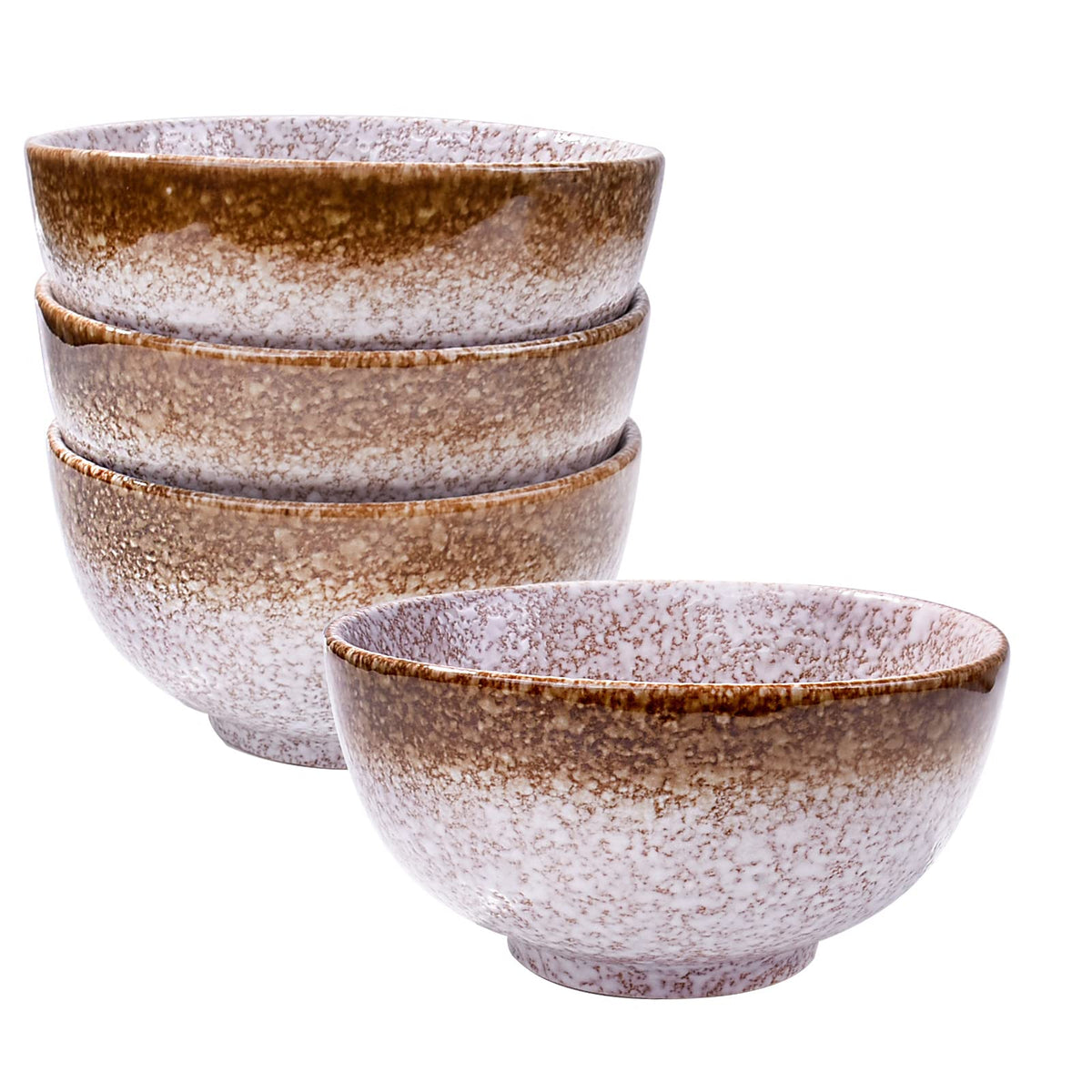 Japanese Ceramic Rice Bowl Set of 4,4.5 Inch Speckled Black Small Bowls