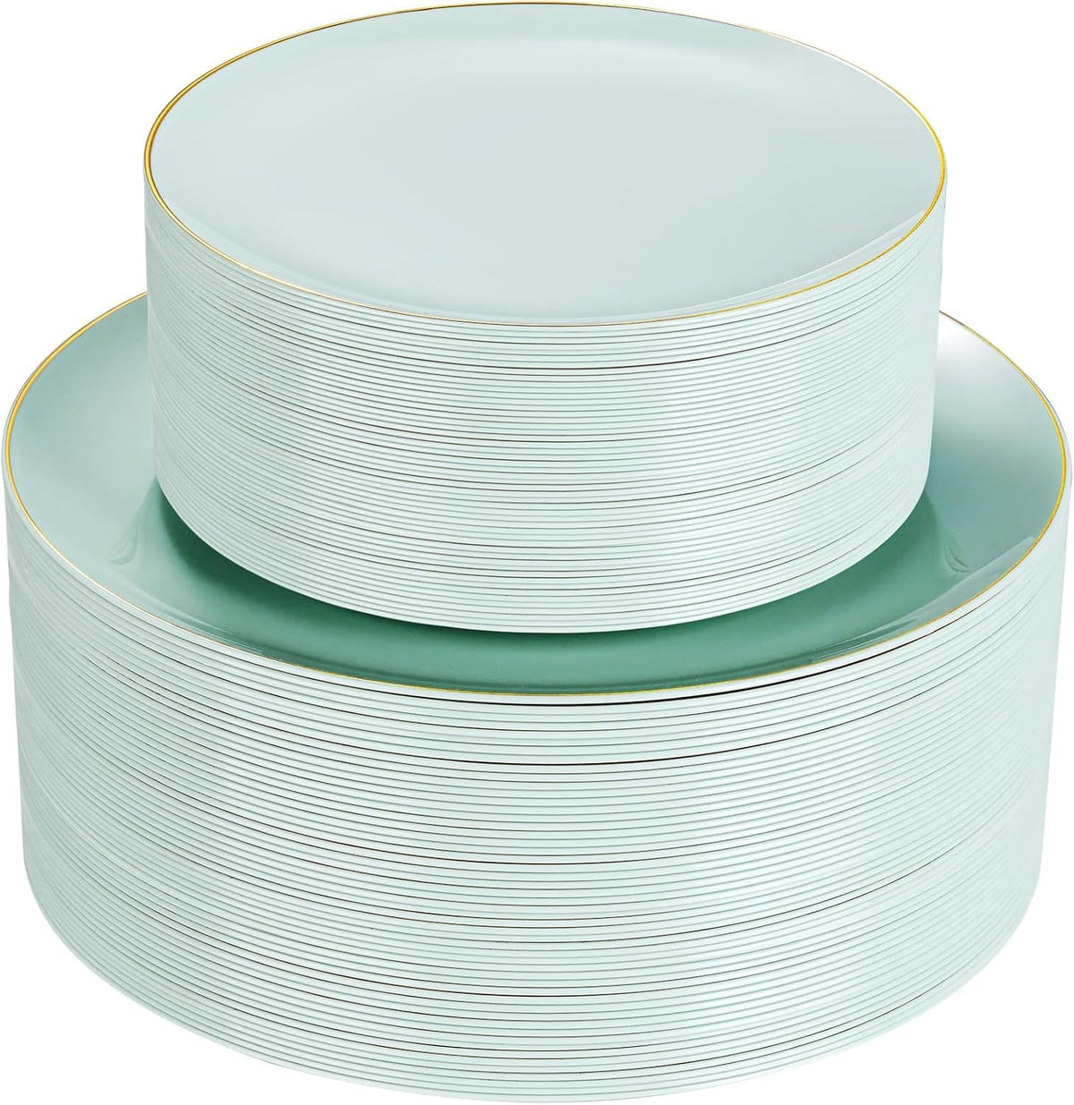 PULOTE 100PCS Ivory Plastic Plates - Cream Plastic Disposable Heavy Duty for Party & Wedding - Include 50 Each (Dinner & Dessert) Plates