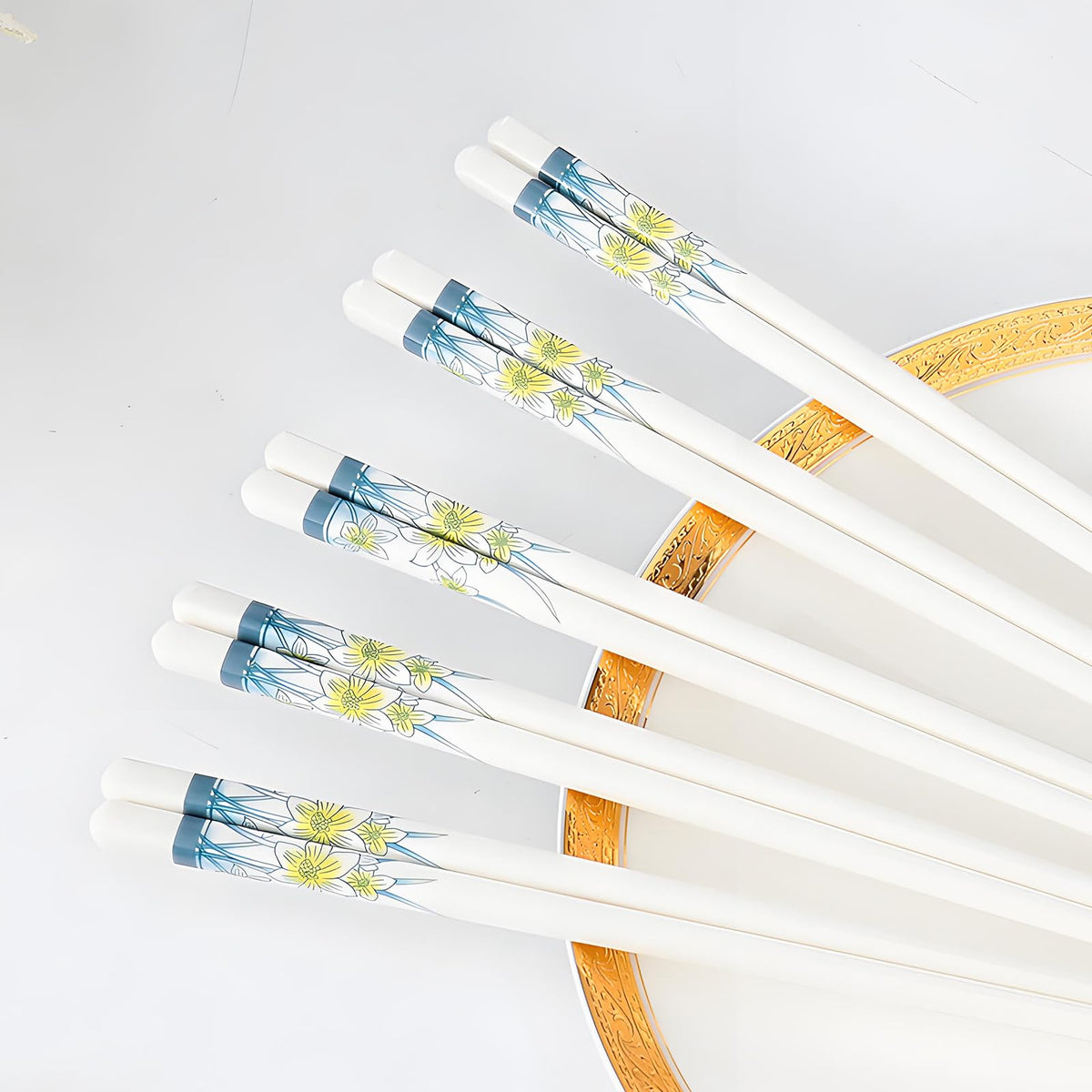 Ceramic Chopsticks Reusable,5 Pairs Porcelain Chop sticks,Red Fish,9.7''
