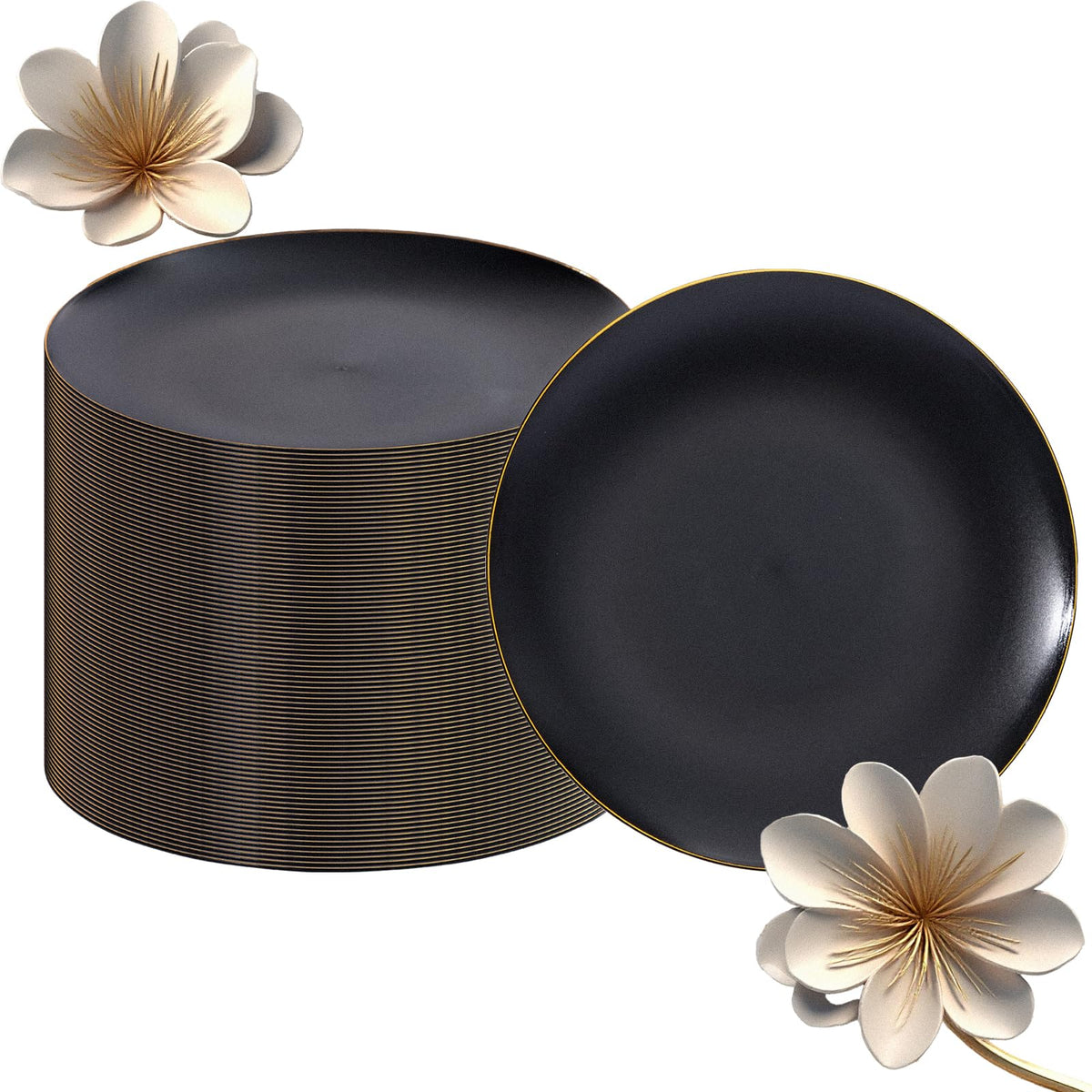 ejonirinjonir 150pcs Frosted Black Plastic Plates Plastic Plate for Wedding