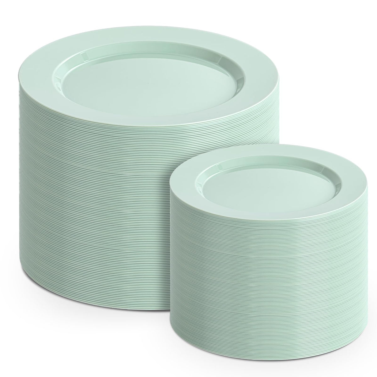 FLOWERCAT 200PCS Clear Plastic Plates Disposable Plates for Party - Clear Bulk Plastic Plates - 100 10" Dinner Plates and 100 7" Salad Plates for Weddings, New Year,Christmas Parties and Events
