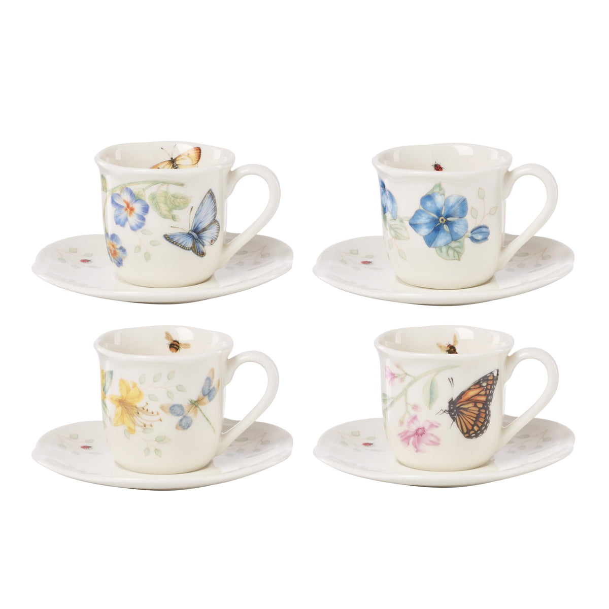 Lenox Butterfly Meadow Porcelain 16oz Rice Bowl Set for 4 (4-Piece)