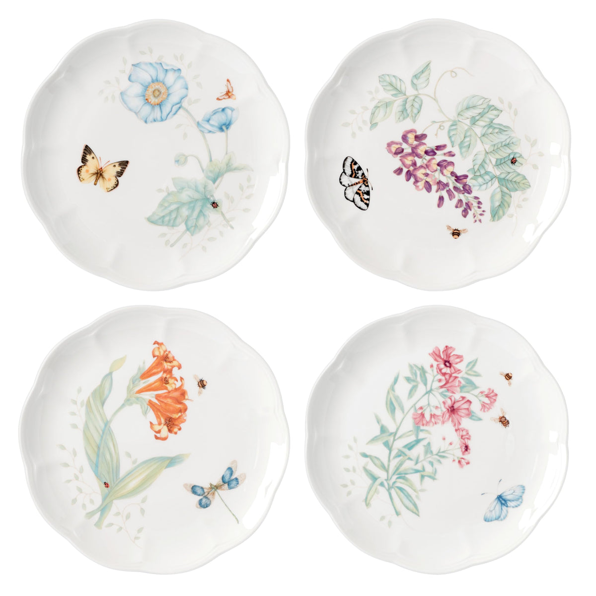 Lenox Butterfly Meadow Porcelain 16oz Rice Bowl Set for 4 (4-Piece)