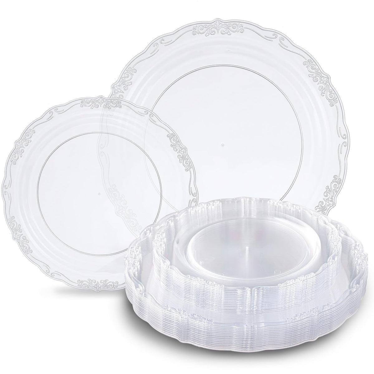 Tinybee 60PCS Clear Green Plastic Plates,Green Plates Disposable Heavy Duty
