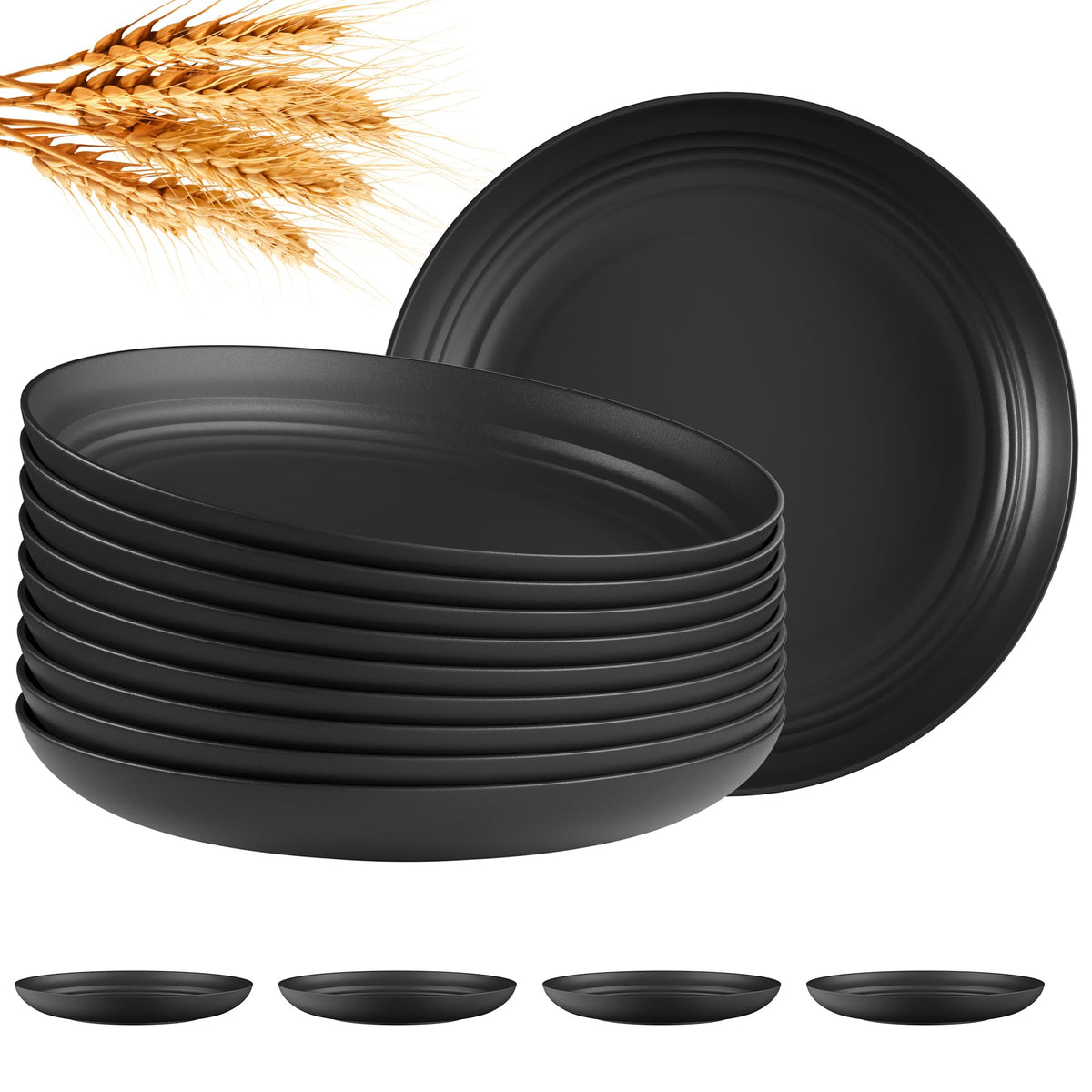 Quatish 10 PCS Reusable Plastic Plates, Dinner Plate, Plate Set, Blue