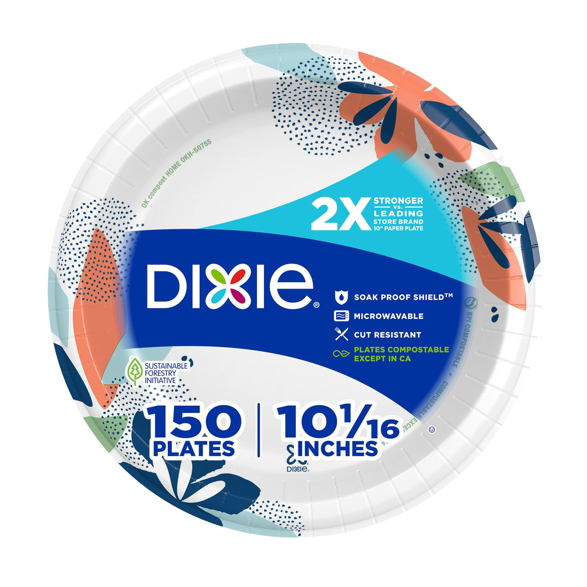 Dixie Large Paper Plates 10 Inch, 150 Ct Disposable Paper Plate Pack