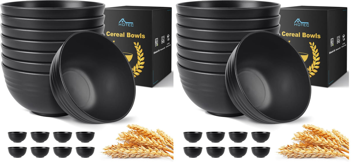 HOTEC 8-Pack 26oz Wheat Straw Cereal Plastic Bowls set, Multicolor