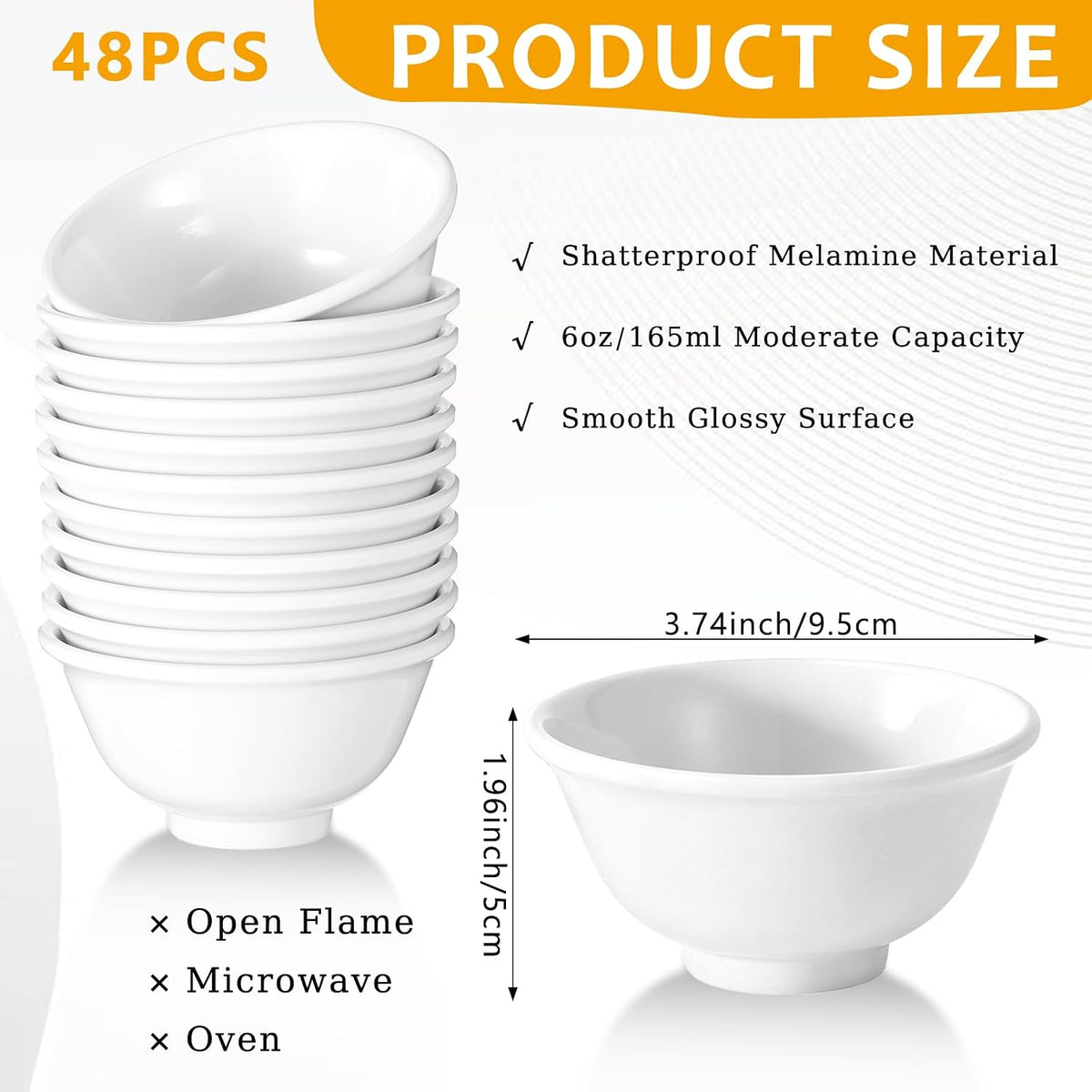 36 Pcs Soup Bowls Unbreakable Cereal Salad, 6 oz White Disposable Plastic Bowl Party Stackable for Easy Storage Dishwasher Safe Pasta Cereal Soup Snack Candy Pudding Fruit Salad Supplies