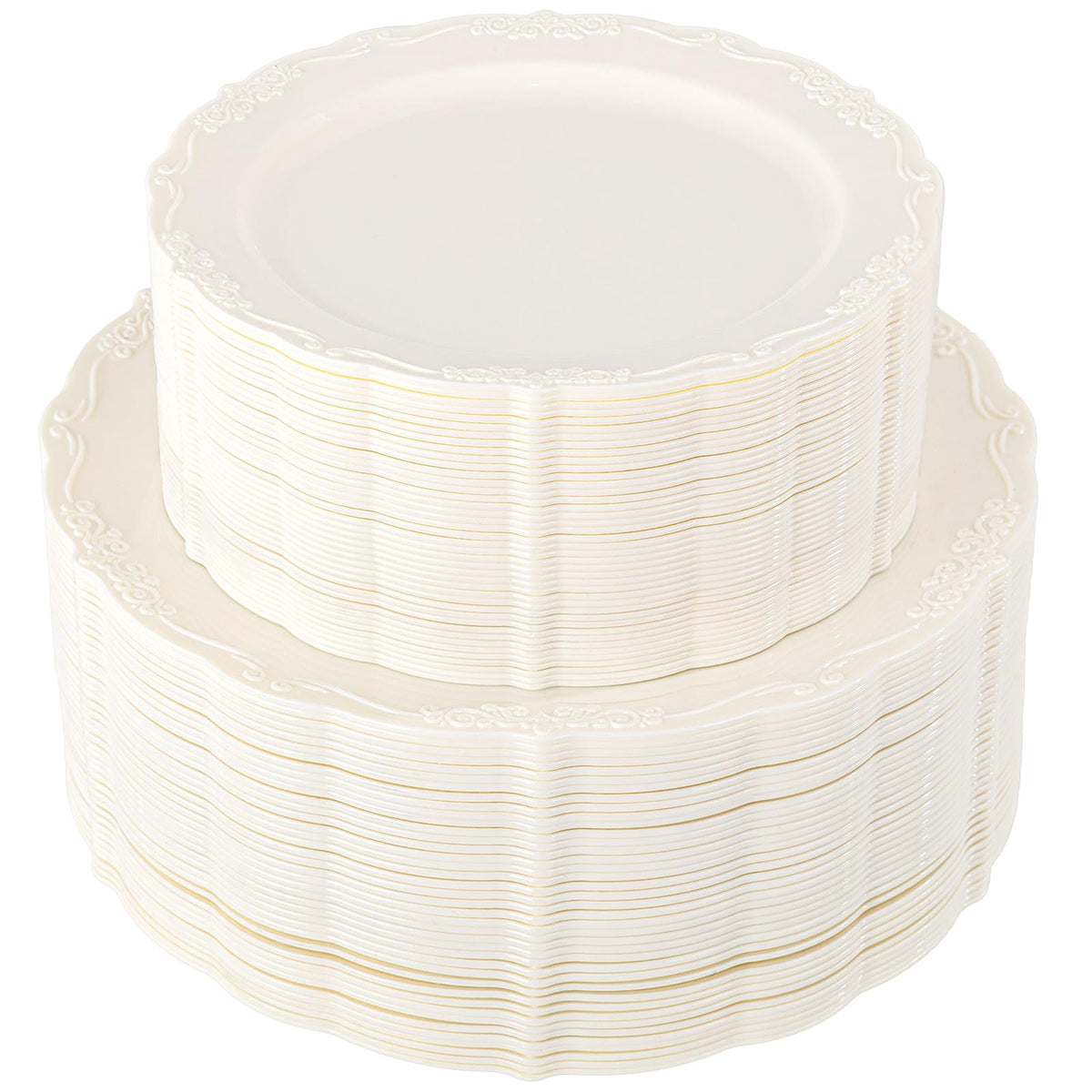 U-QE 100 Pcs White Plastic Plates, White Plates Disposable for Party