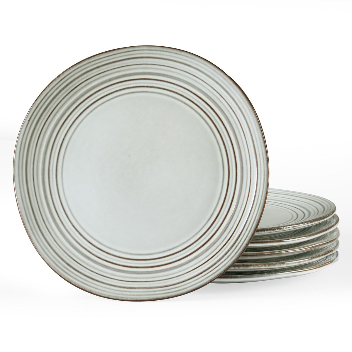 famiware Dinner Plates Set of 6, 10.25 inch Pasta Plate, Ocean Round Stoneware Dessert Plates Dish Set for Kitchen Microwave Dishwasher Safe, Scratch Resistant, Vanilla White