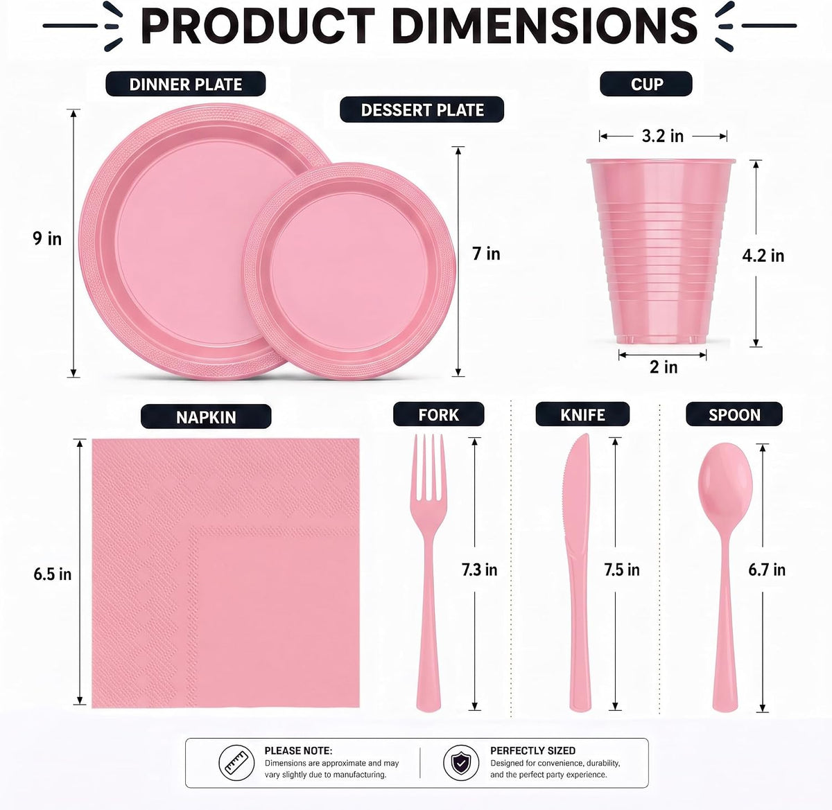 Exquisite 350 Pcs Pink Plates and Napkins Party Supplies Plate Sets