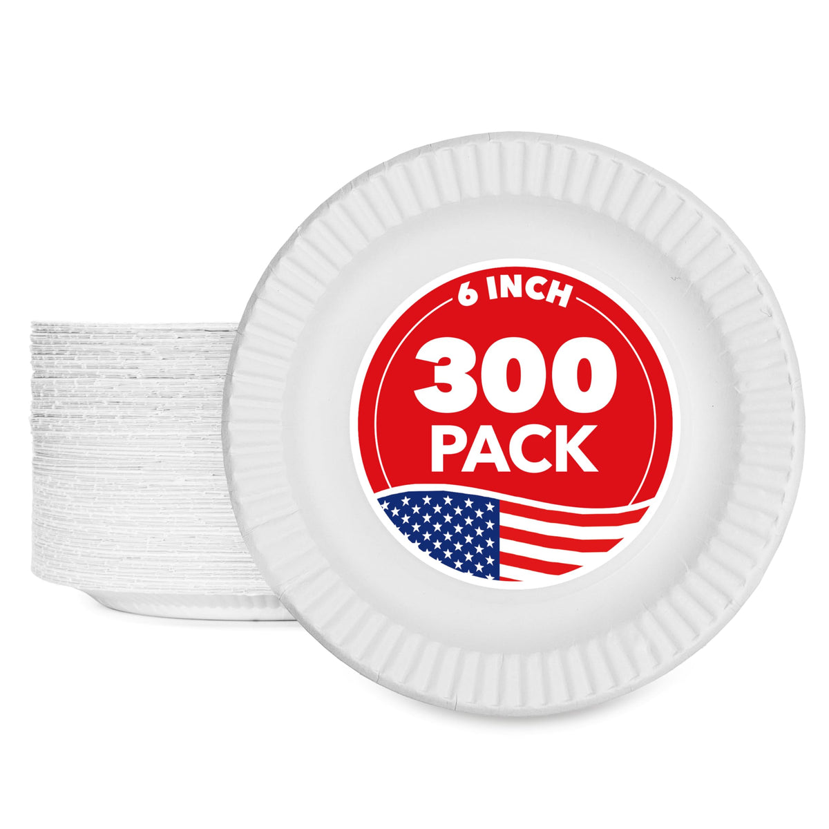 6-Inch Paper Plates Uncoated, Everyday Disposable Dessert Plates 6" Paper Plate Bulk, White, 500 Count, Stock Your Home