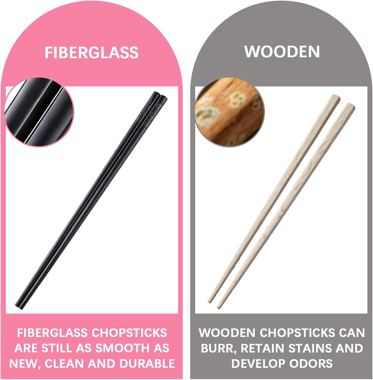 100 Pairs Fiberglass Reusable Chopsticks 9.5" Dishwasher Safe Black Cherry Chopsticks for Chinese Style Japanese Food Cooking Supplies
