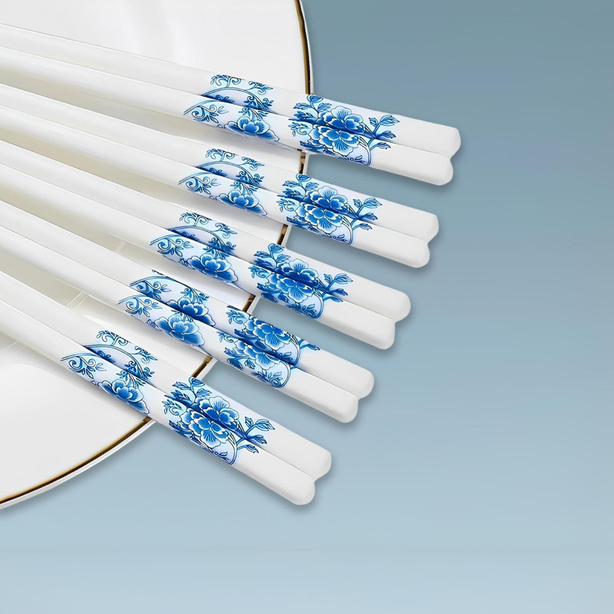 Ceramic Chopsticks Reusable,5 Pairs Porcelain Chop sticks,Red Fish,9.7''