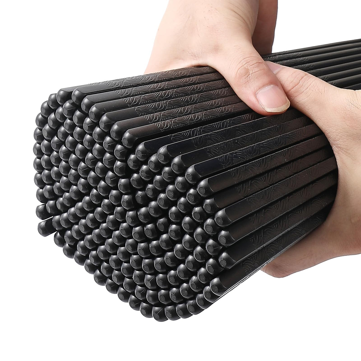 200 Pairs Hexagonal Fiberglass Sushi 24cm/9.4 Inch Dishwasher Safe Non-Slip Chopsticks,Japanese Style Black for Restaurant & Party.