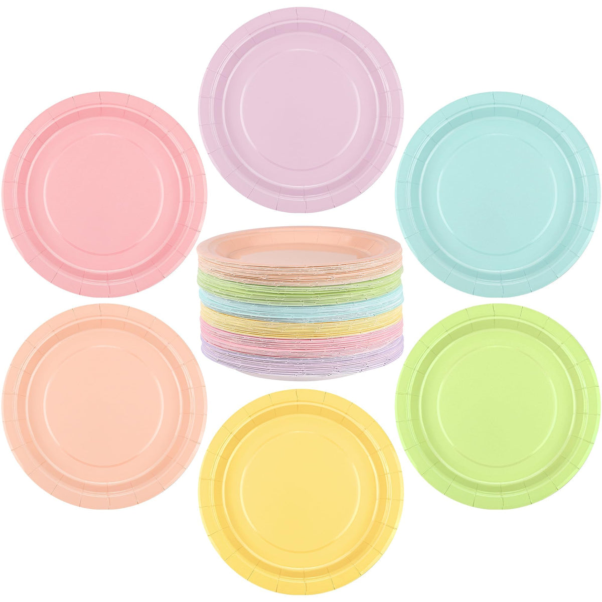 Breroa 72 Pcs Hot Pink Paper Plates 7 Inch Bulk Hot Pink Plates Disposable