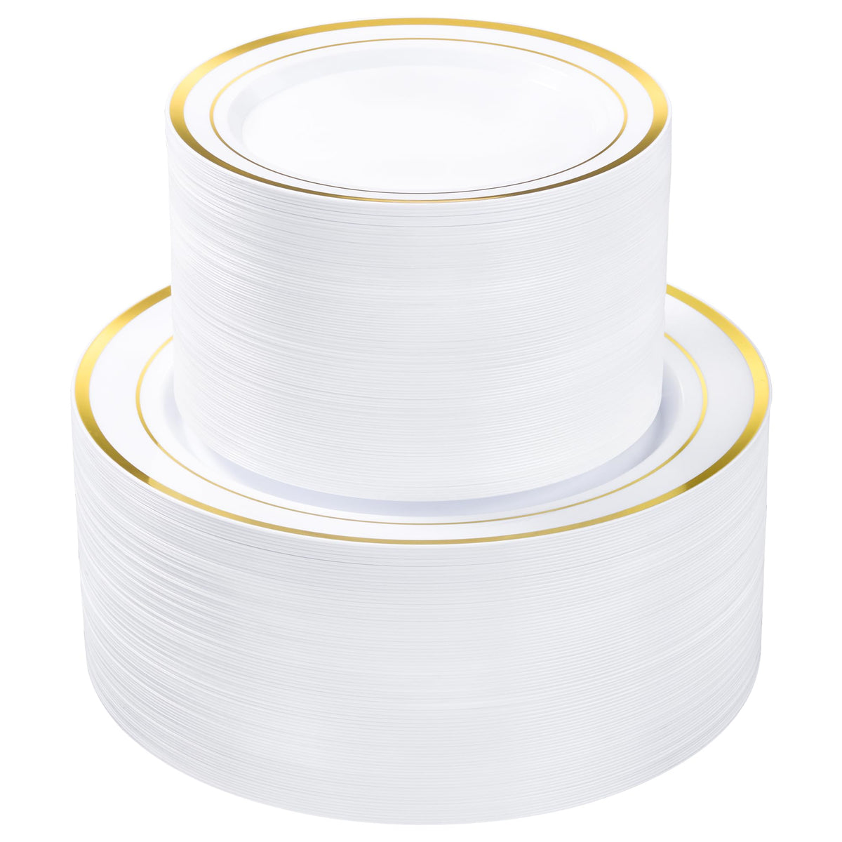 BESTVIP 200PCS Gold Plastic Plate, Disposable Party Plates