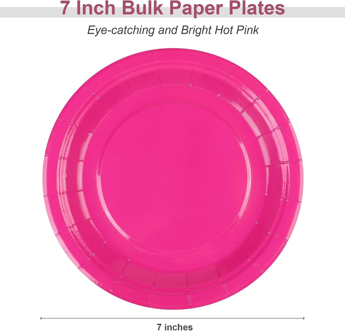 Breroa 72 Pcs Hot Pink Paper Plates 7 Inch Bulk Hot Pink Plates Disposable