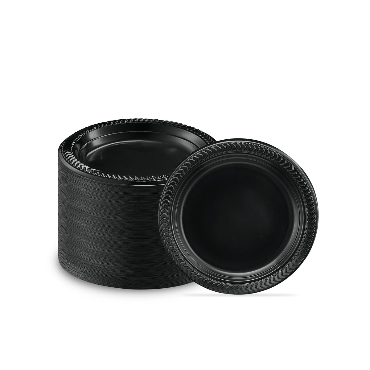 PLASTICPRO 100 PCS Black Plastic Plates Light Weight 9 Inch Plastic Dinner Plates Black Plates Disposable for Party and Wedding