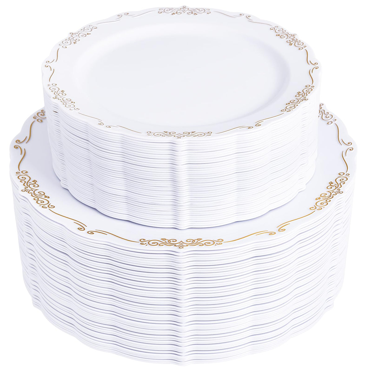U-QE 100 Pcs White Plastic Plates, White Plates Disposable for Party