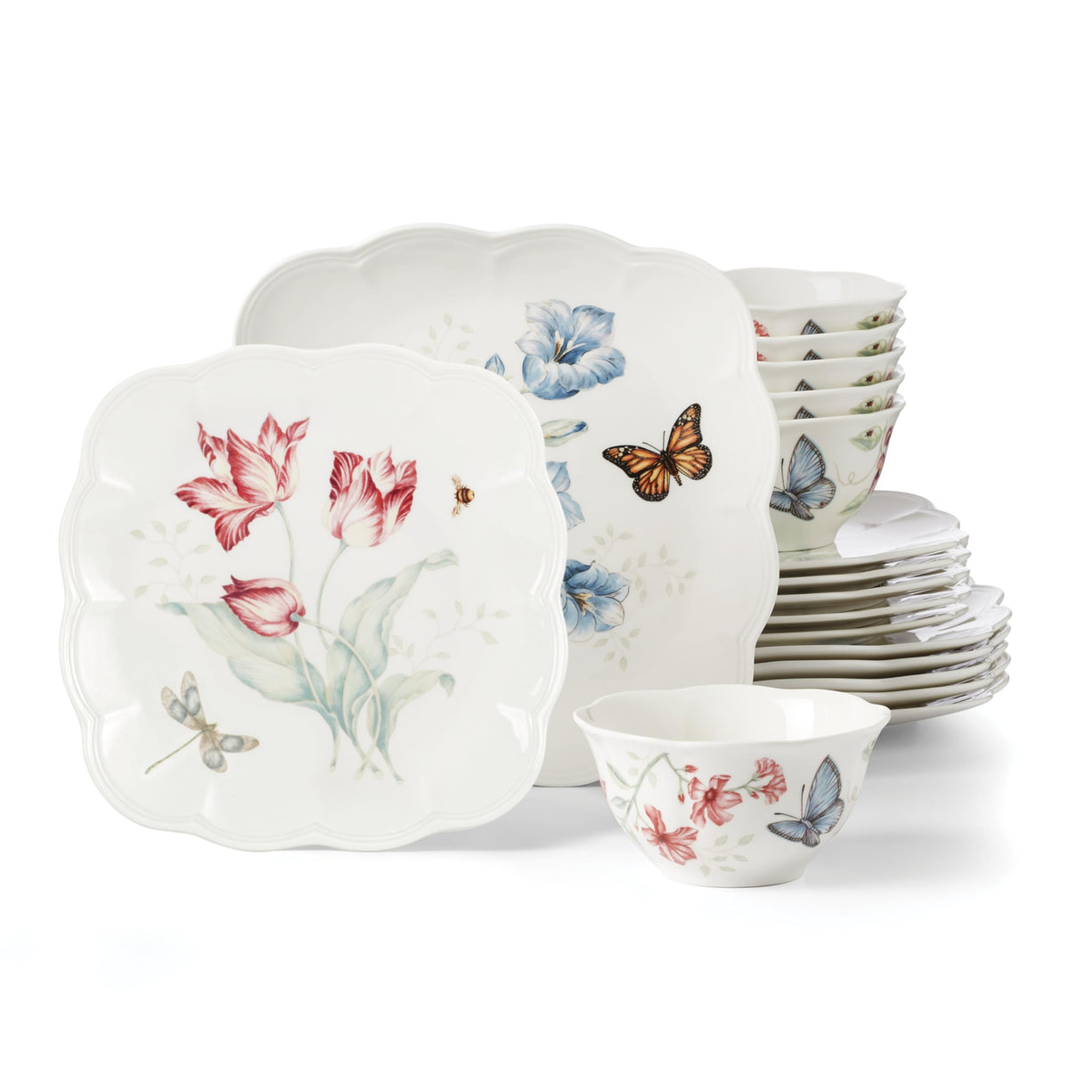 Lenox Butterfly Meadow Porcelain 16oz Rice Bowl Set for 4 (4-Piece)