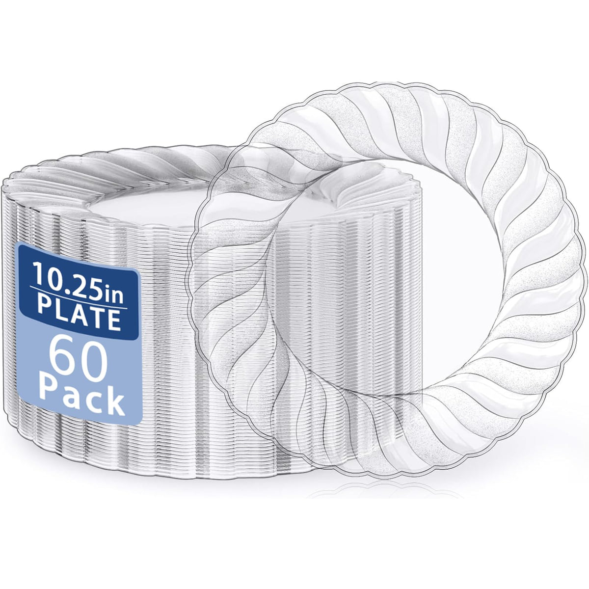 U-QE 100 Pieces Clear Plastic Plates, 6 Inch Plastic Dessert Plates