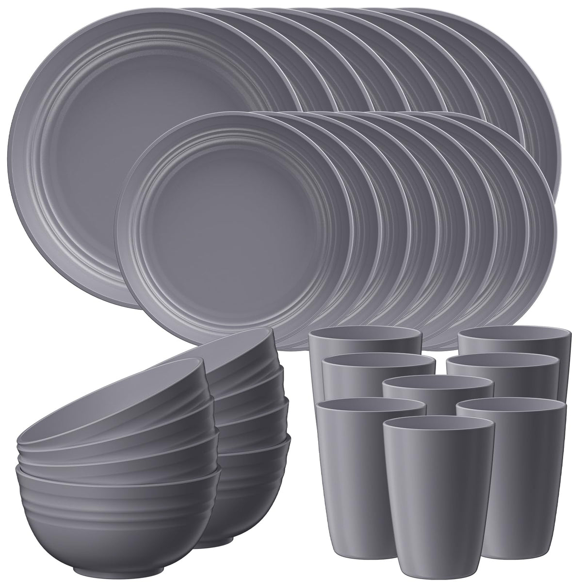 Quatish 24 Piece Plates and Bowl Set for 6, Dinnerware Dish Set for Kitchen
