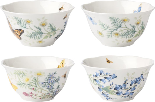 Lenox Butterfly Meadow Herbs Porcelain Rice Bowls, 18oz, Set of 4