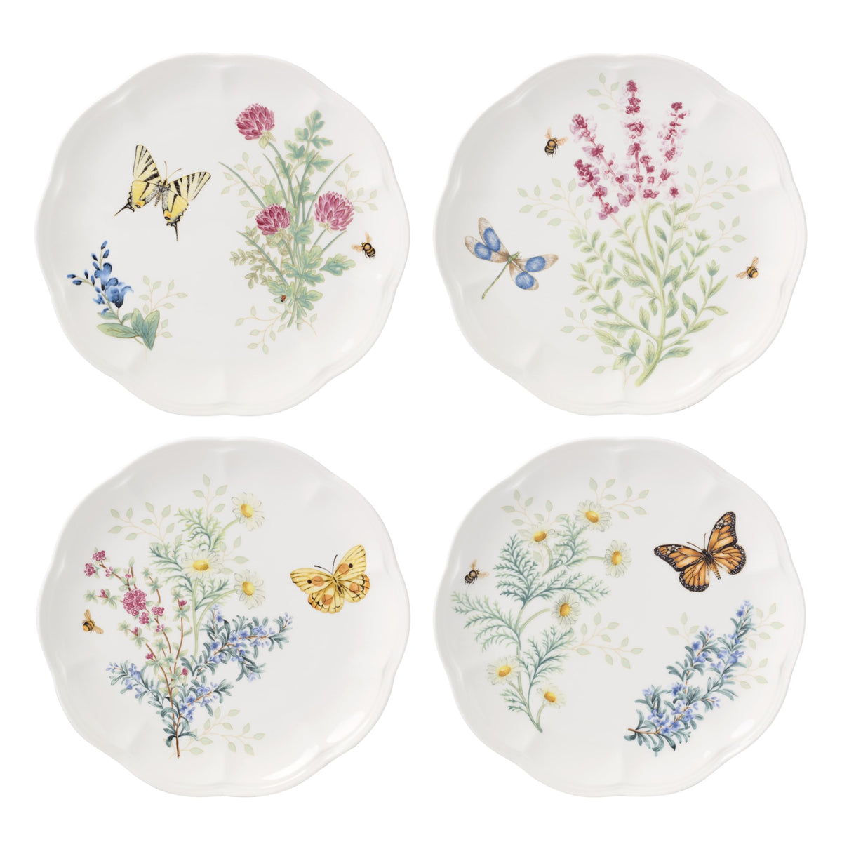 Lenox Butterfly Meadow Herbs Porcelain Rice Bowls, 18oz, Set of 4