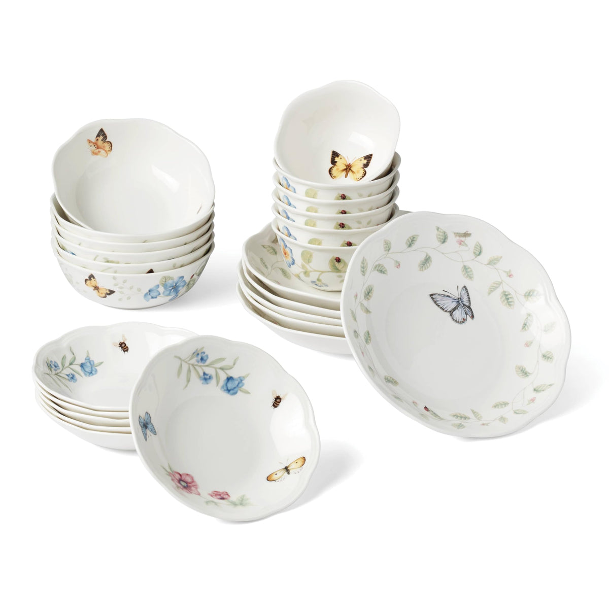 Lenox Butterfly Meadow Porcelain 16oz Rice Bowl Set for 4 (4-Piece)