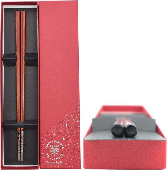 Kasyou Studio chopsticks made in Japan, Single, Noto Hiba wood Black Top