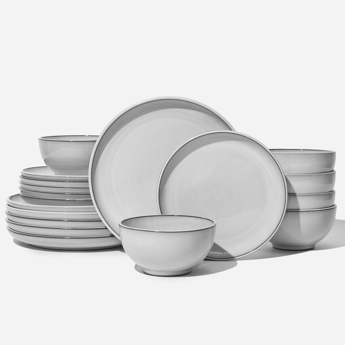 Pokini Stoneware Dinnerware Sets for 4, 12pcs Plates and Bowls Sets Dishes