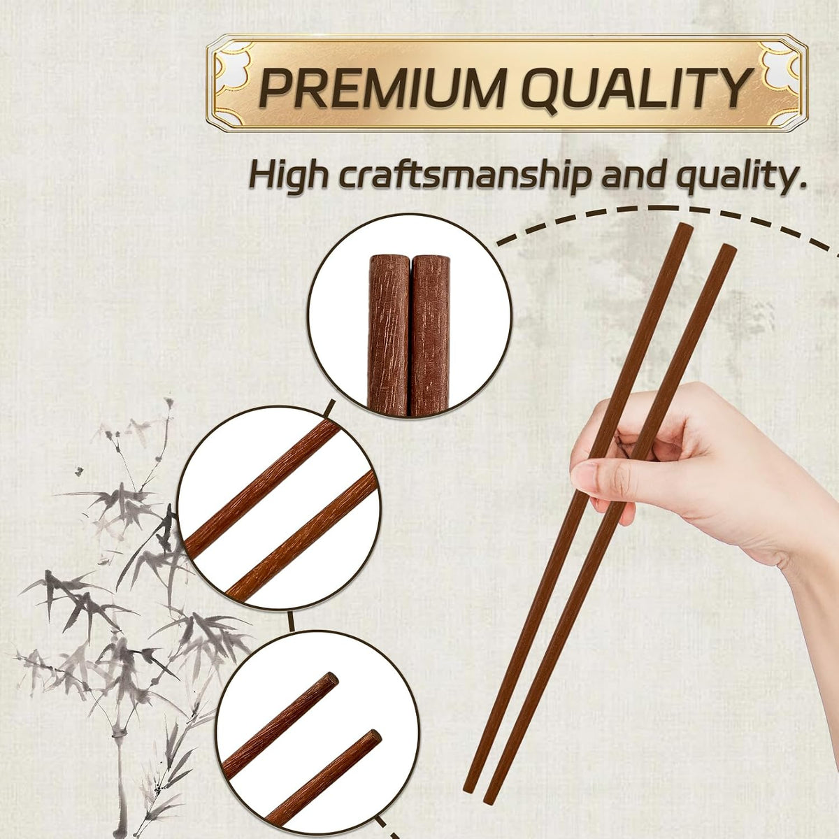 20 Pairs Wooden Chopsticks,Natural Health Wood Chopsticks,Chinese Classic Style,Dishwasher Safe,Hardwood Chopsticks for Cooking Restaurants Noodles(9.8 inch Long)