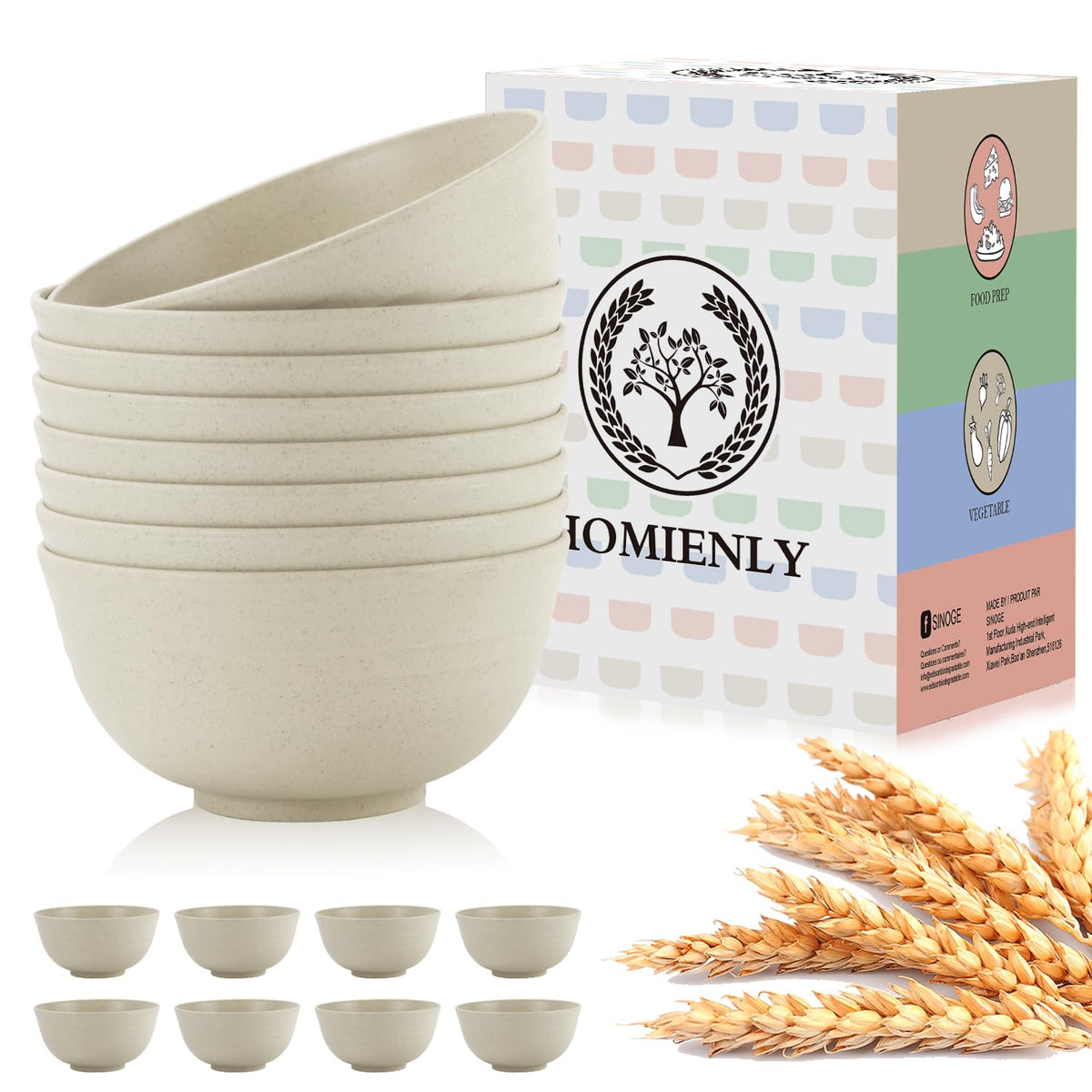 Homienly Wheat Straw Small Bowl Set of 8, Unbreakable Dessert Bowl - 10 OZ, Wheat Straw Mini Bowls for Kitchen, Kids, Microwave and Dishwasher Safe Bowls for Snack, Appetizer, Ice Cream (Black)