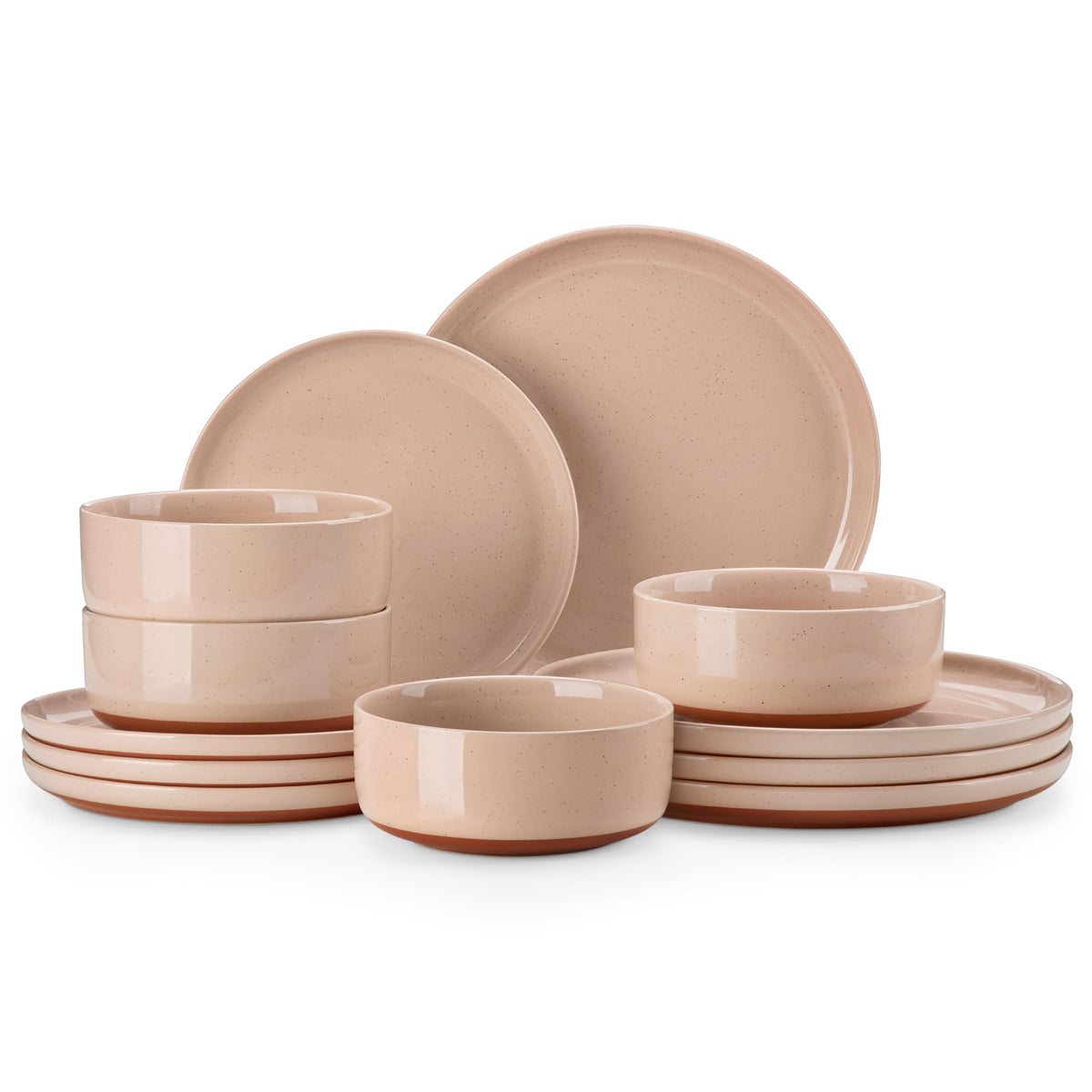 MALACASA Plates and Bowls Sets, 12 Pieces Modern Stoneware Dinnerware Set for 4 Kitchen Dinner Set Ceramic Dishware Dishes Set Microwave and Dishwasher Safe, White, Series TARA