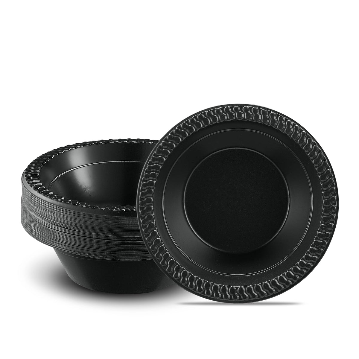 PLASTICPRO 100 PCS Black Plastic Plates Light Weight 9 Inch Plastic Dinner Plates Black Plates Disposable for Party and Wedding