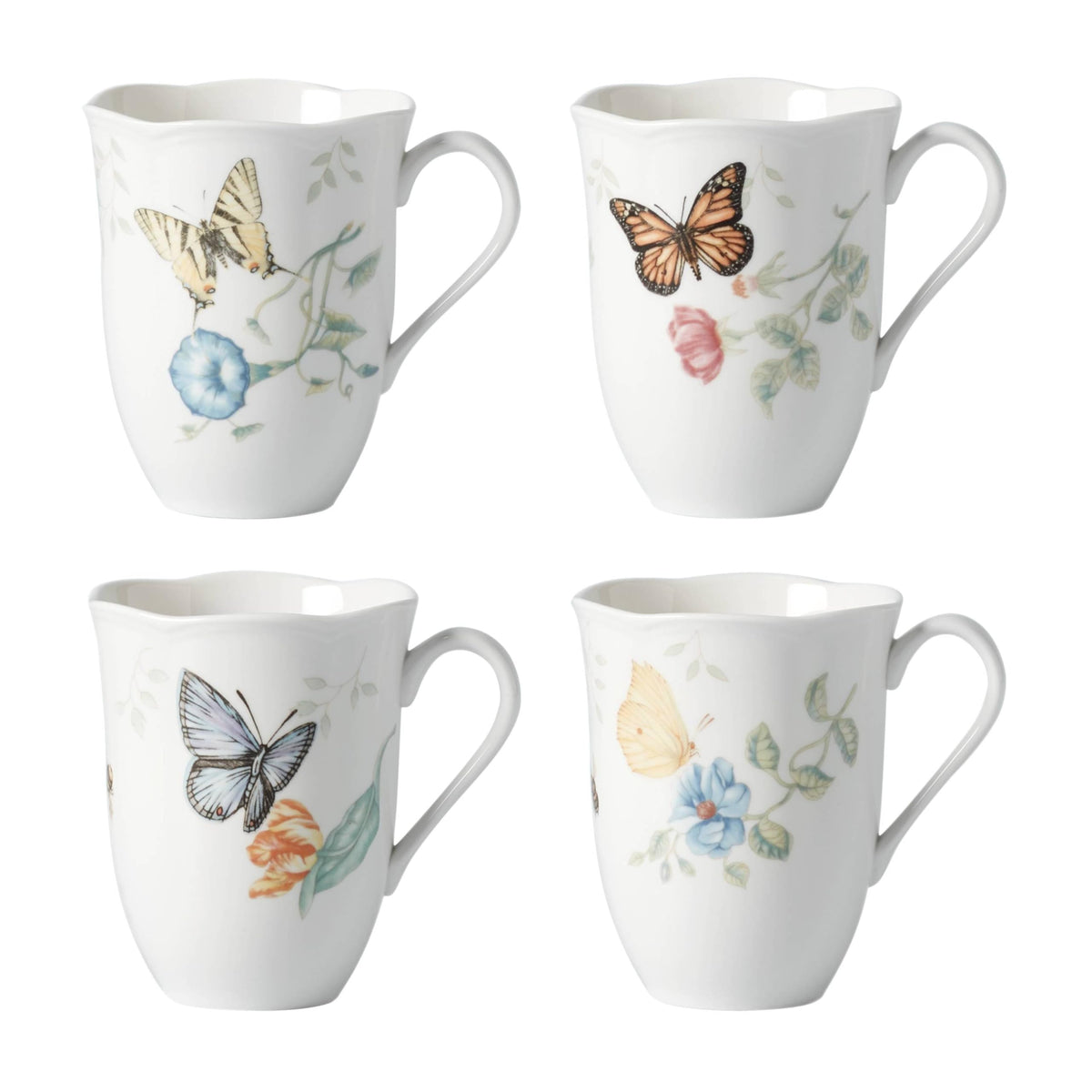 Lenox Butterfly Meadow Porcelain 16oz Rice Bowl Set for 4 (4-Piece)